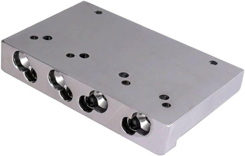 JD.Moon Vintage 4 String Bass Bridge Tailpiece A-style Roller Saddle Bridge Top Load or String Through Body (Chrome) - Image 4